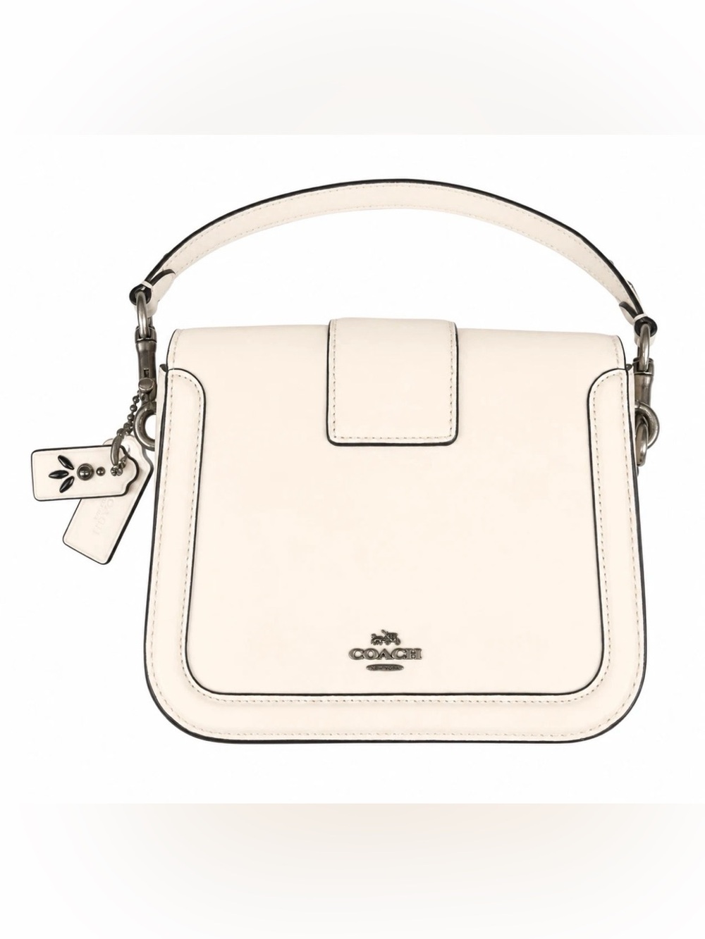 Coach Page Chalk Cream Prairie Rivets Crossbody Satchel Purse 8.5' x 7" x 3" - Picture 6 of 13
